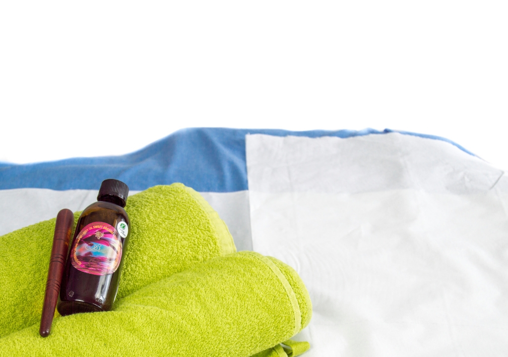 massage towel and oil